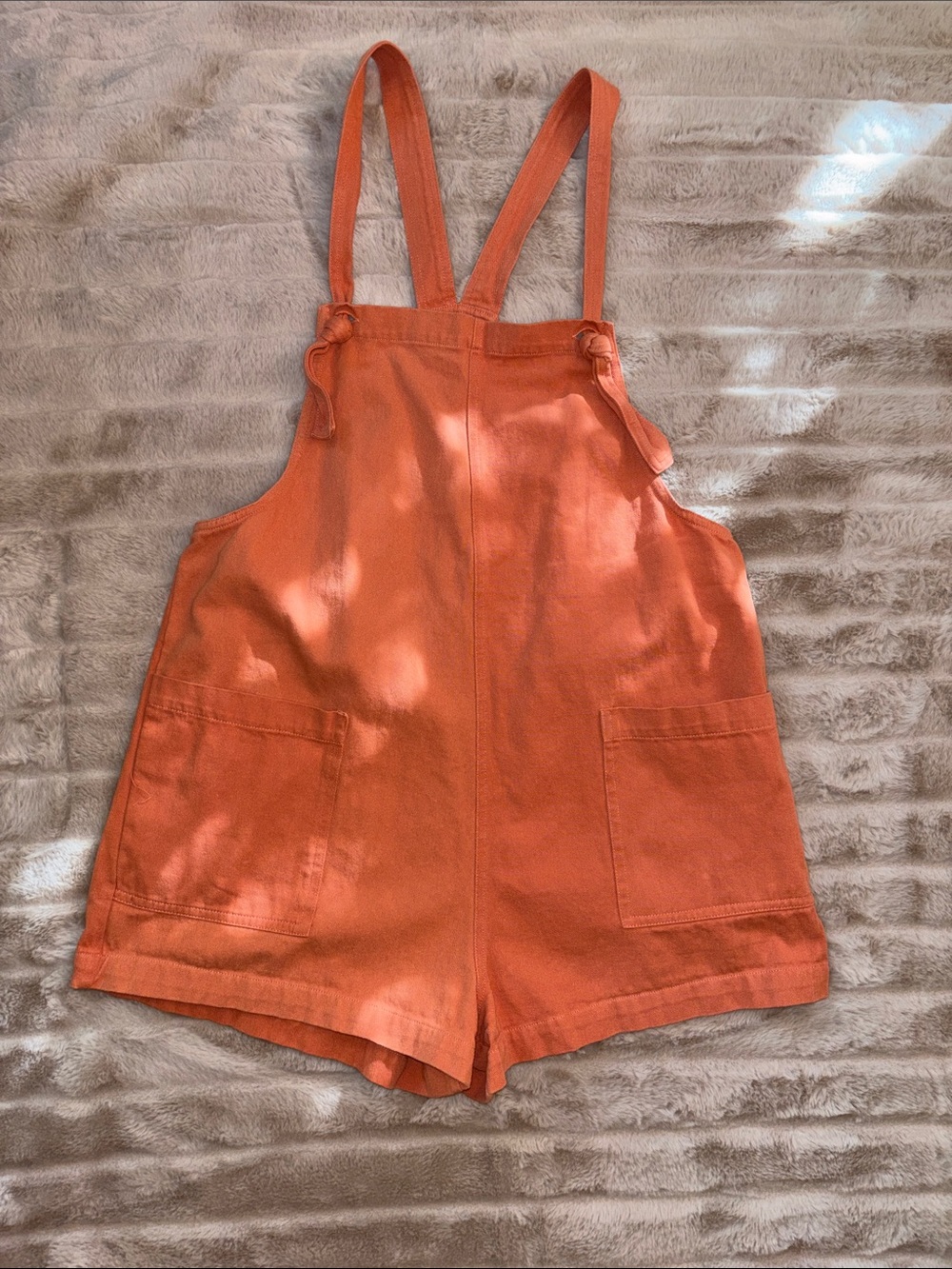 Orange Women's Linen Blend Romper Overalls